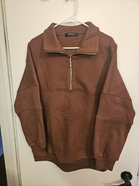 NWOT Women's Half-Zip Pullover Sweatshirt- Brown